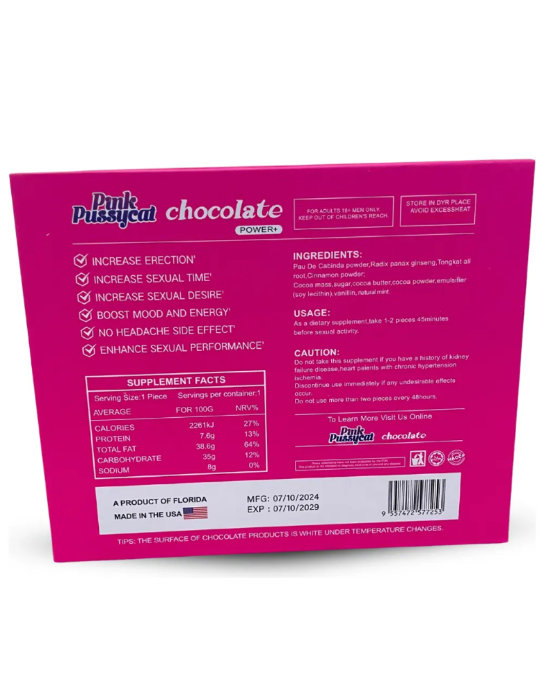 Chocolate para dama Pink Pussy 12 piezas