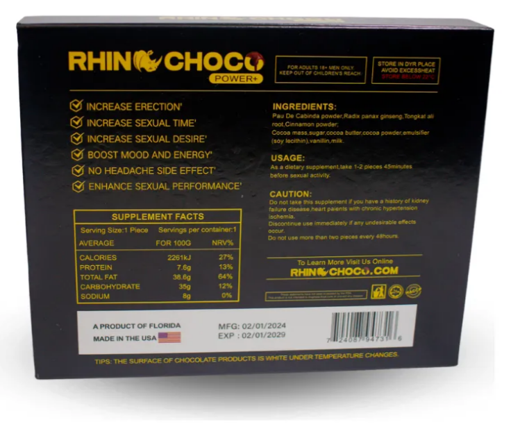 Chocolates Rhino 12 piezas de 10gr